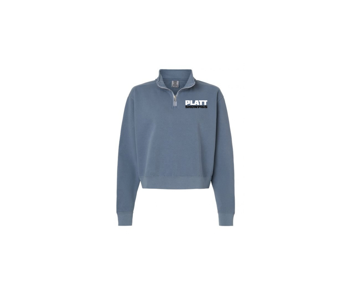 Ladies Garment-Dyed Mid-Length Quarter-Zip Sweatshirt - Ladies (Platt)