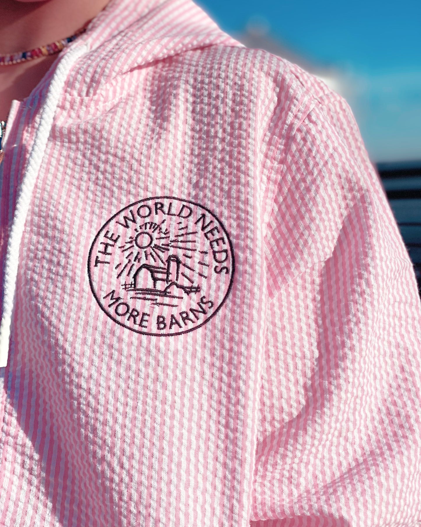 Pink Stripe Pullover - Ladies (More Barns)