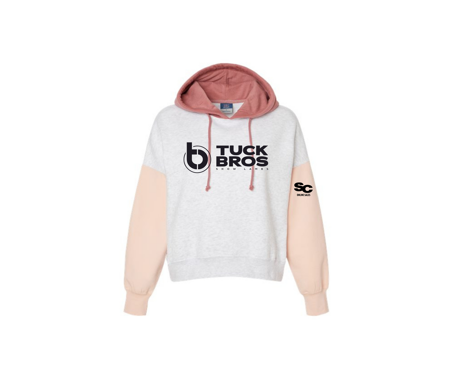 Ladies Colorblocked Crop Hooded Sweatshirt - Ladies (Tuck)