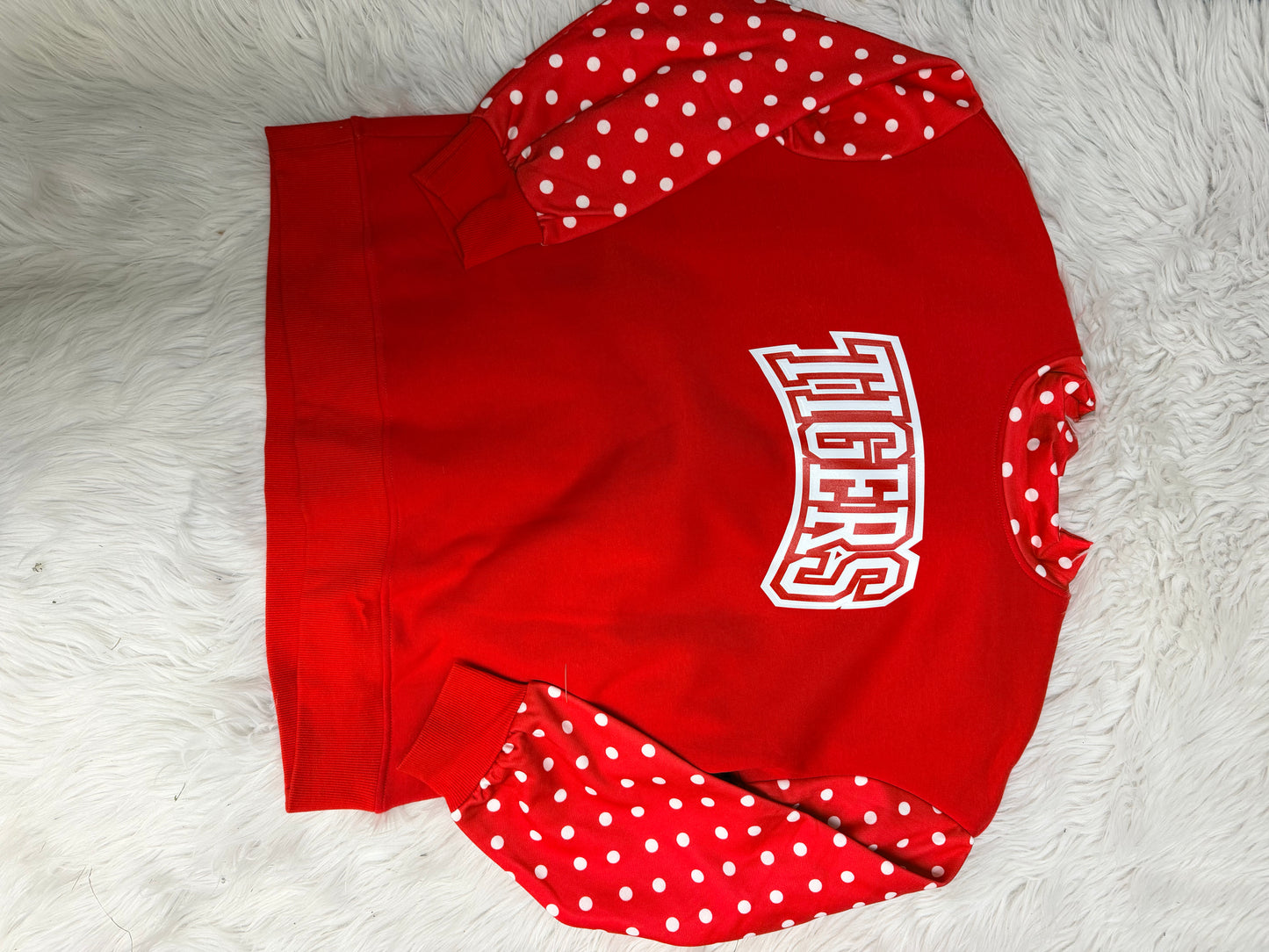 Mock Polka Dot Sweatshirt {Tigers}
