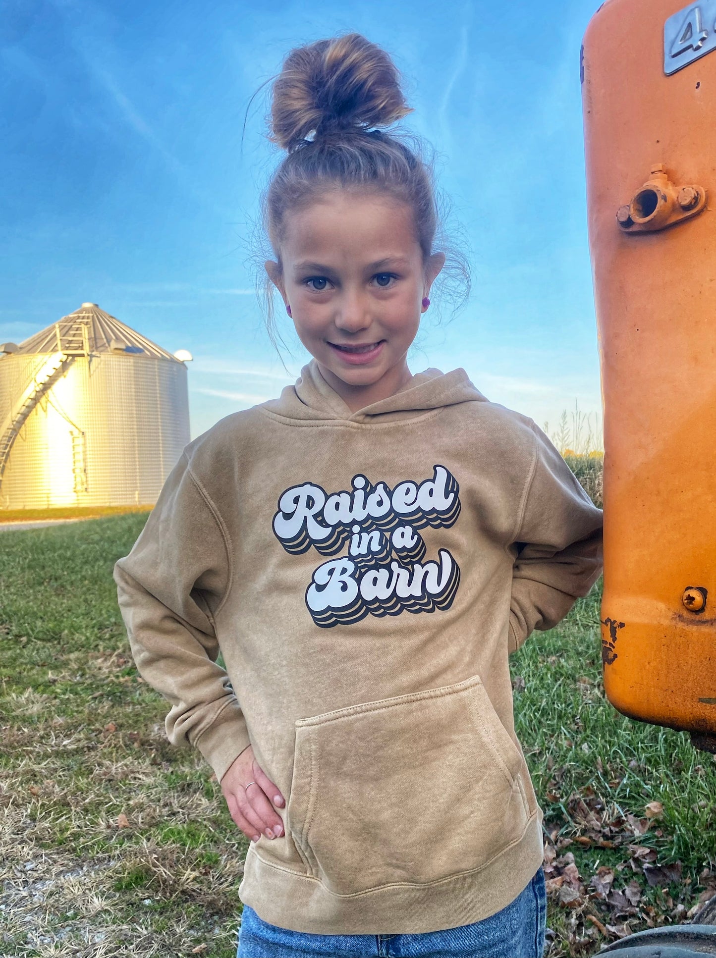 Sandstone Raised in a Barn Hoodie - Youth (More Barns)