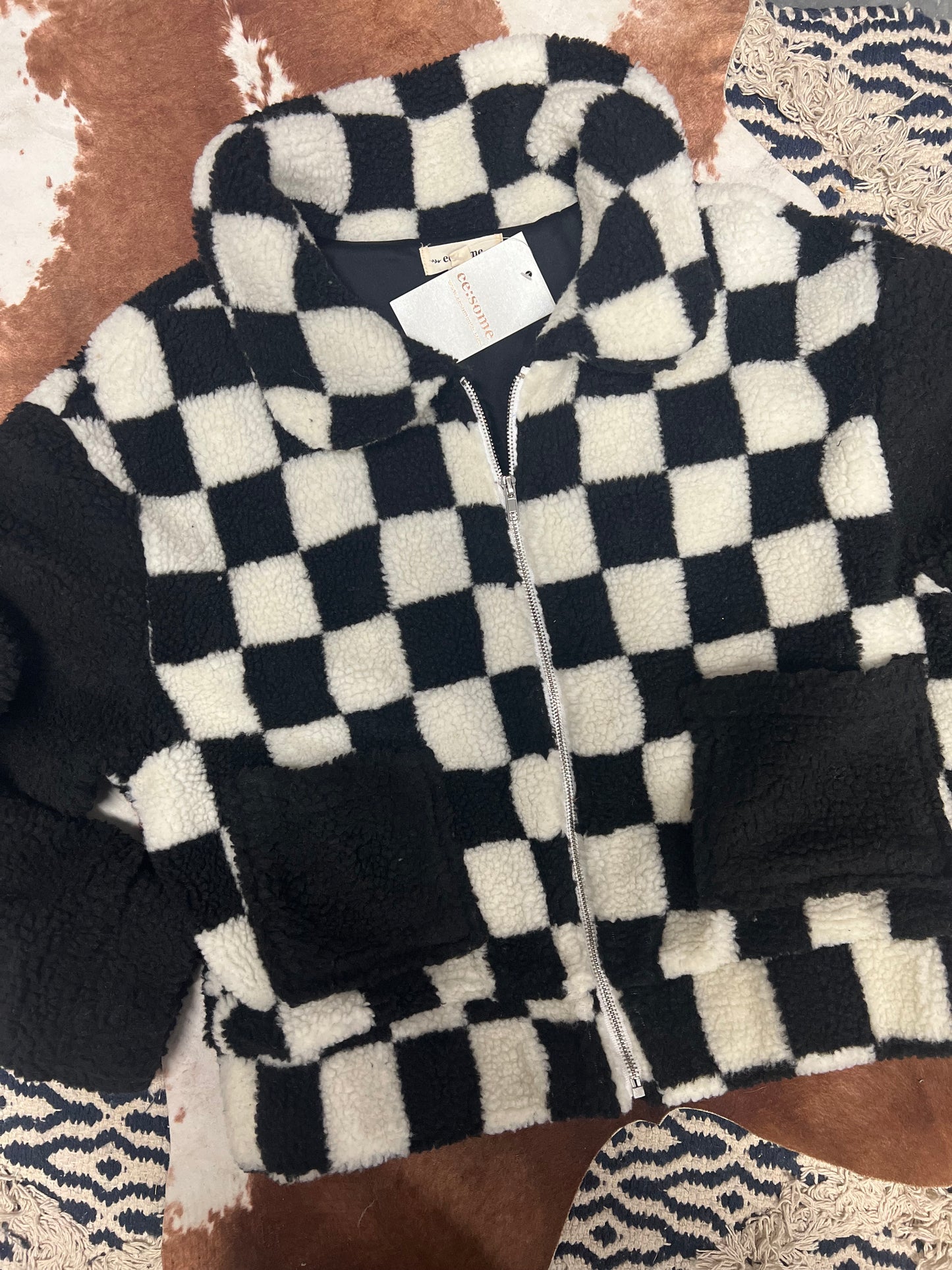 Checkered Fuzzy Jacket