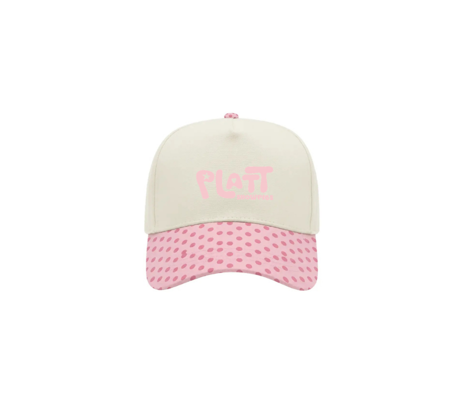 Pink Polka Dot Trucker Cap (Platt)