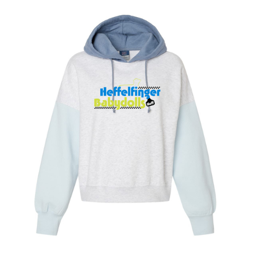 Ladies Colorblocked Crop Hooded Sweatshirt (Heff)