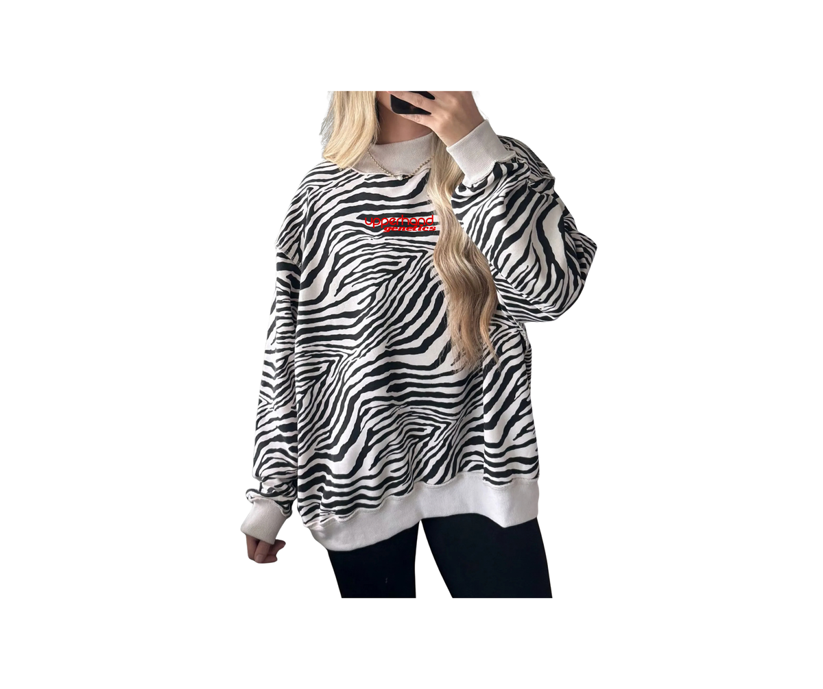 Ladies Zebra Ribbed Mock Neck Sweatshirt - Ladies (Platt)