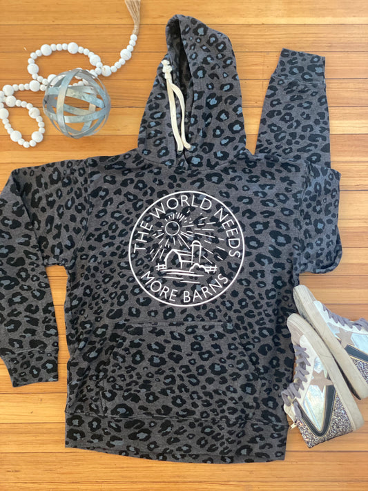 Black Leopard Hoodie - Adult (More Barns)