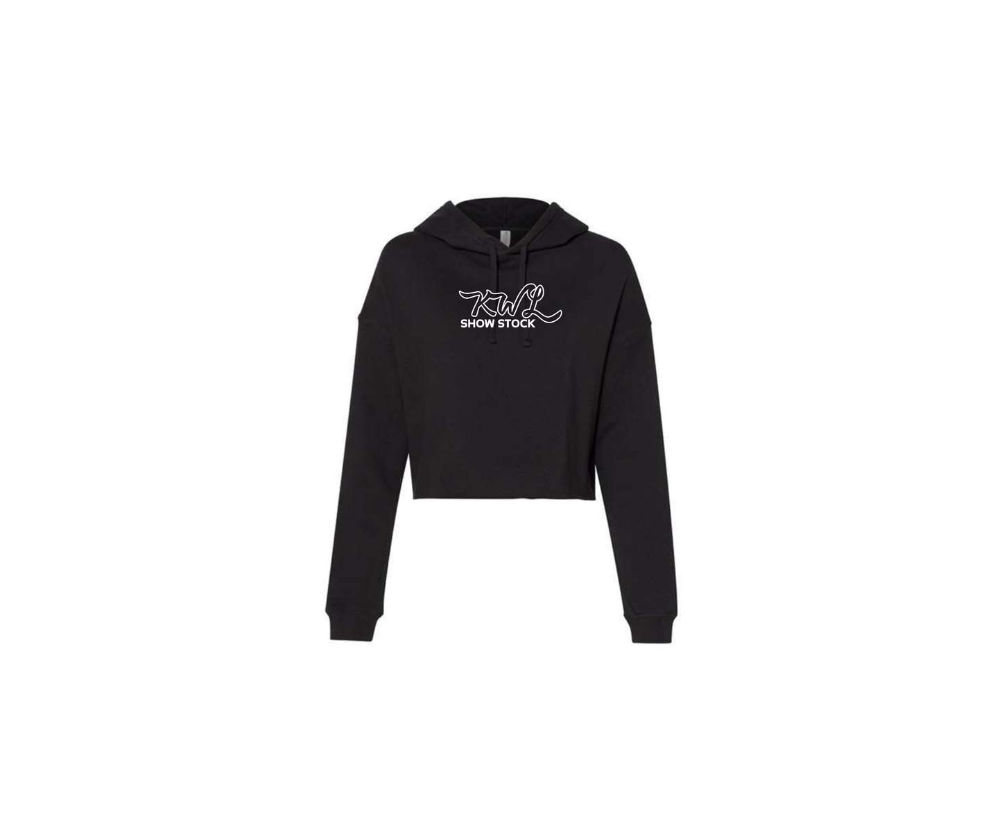 Black Ladies Lightweight Crop Hooded Sweatshirt - Ladies (KWL)