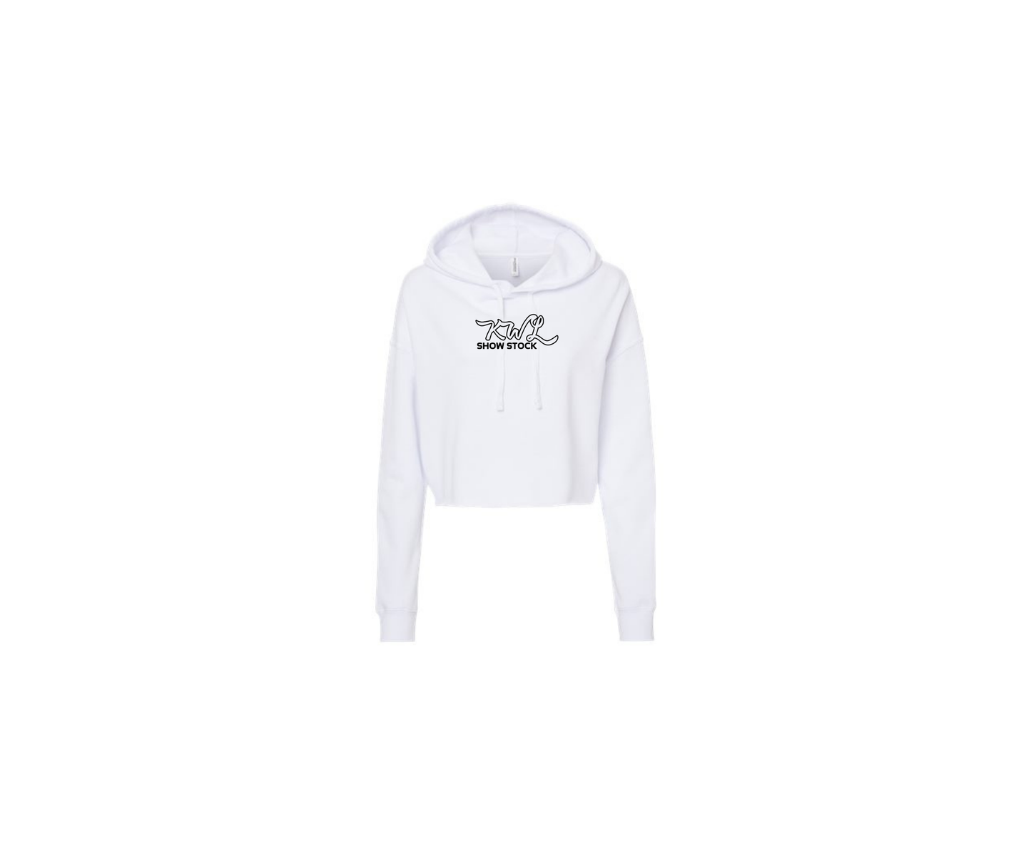 White Ladies Lightweight Crop Hooded Sweatshirt - Ladies (KWL)