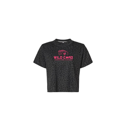 Ladies Black Leopard Boxy Tee - Ladies (Wild Card)