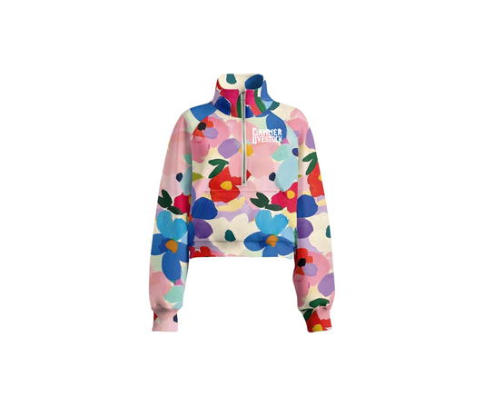 Floral Half Zip Cropped Sweatshirt - Ladies (Danner)