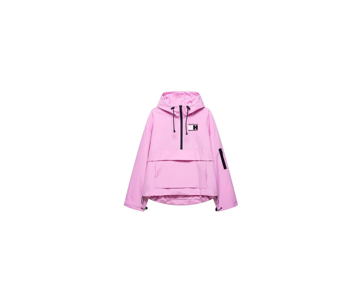 Ladies Pink Sporty Hooded Pullover Windbreaker - Ladies (Platt)