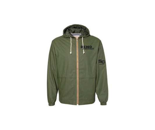 Green Weatherproof Hooded Rain Jacket - Adult (Deno)