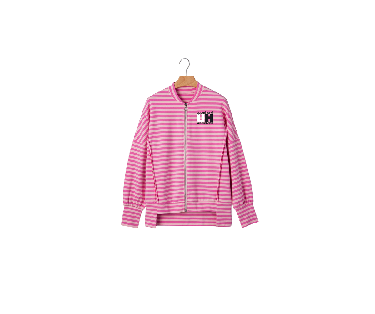 Ladies Pink Striped Zip-Up Jacket - Ladies (Platt)