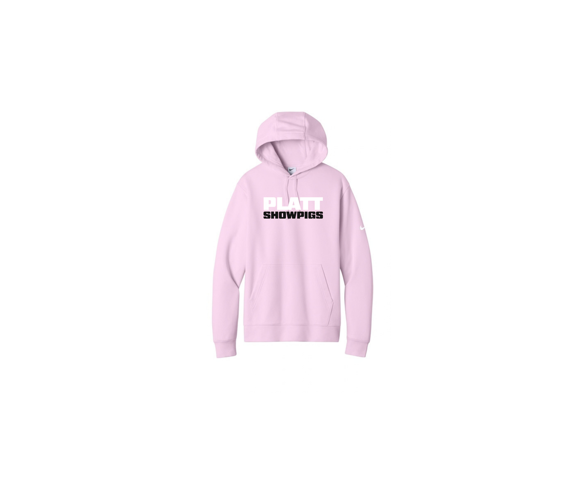 Nike Pink Club Fleece Sleeve Swoosh Pullover Hoodie - Adult (Platt)