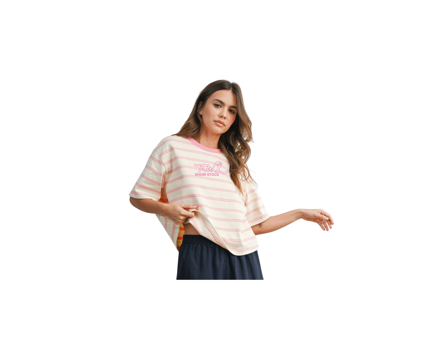 Ladies Pink Stripe Tee - Ladies (KWL)
