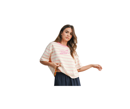 Ladies Pink Stripe Tee - Ladies (KWL)