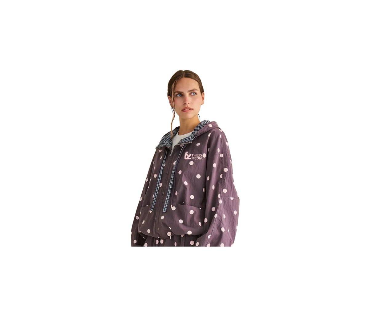 Polka Dot Drawstring Hooded Jacket (RTheis)