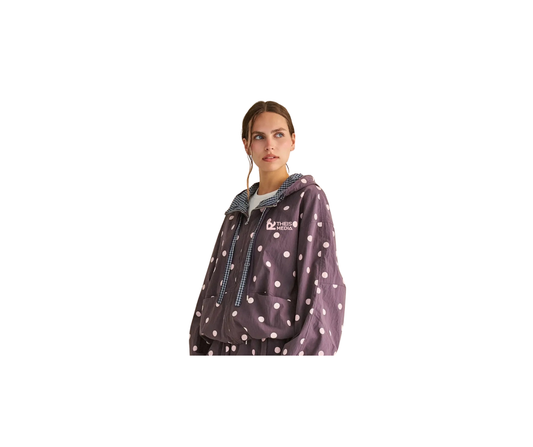 Polka Dot Drawstring Hooded Jacket (RTheis)