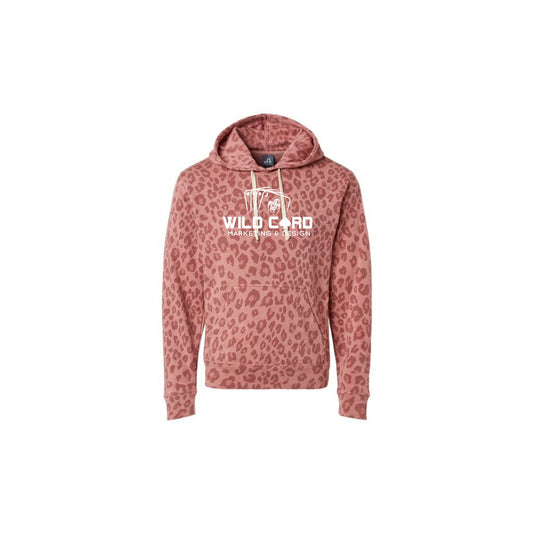 Dusty Rose Leopard Hooded Sweatshirt  - Adult (Wild Card)