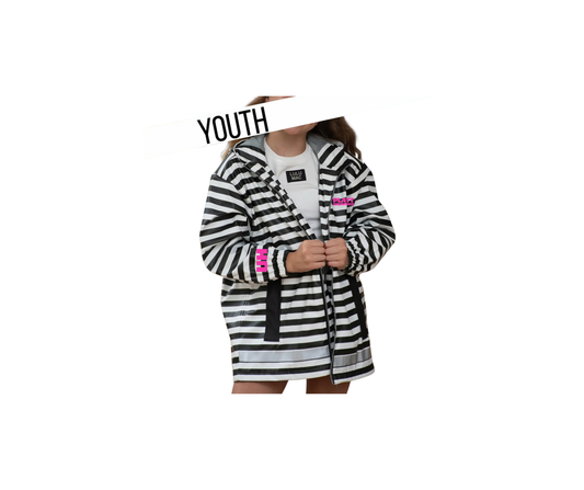 Youth Black & White Stripe Raincoat - Youth (Platt)