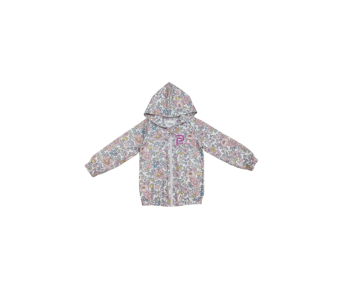 Girls Spring Flowers Hooded Zip Jacket- Kids (Pudliner)