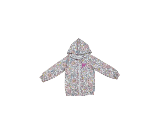 Girls Spring Flowers Hooded Zip Jacket- Kids (Pudliner)