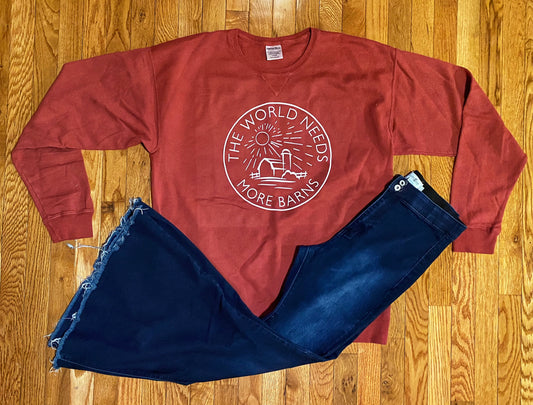 Comfort Wash Cayenne Red Crewneck Sweatshirt - Adult (More Barns)